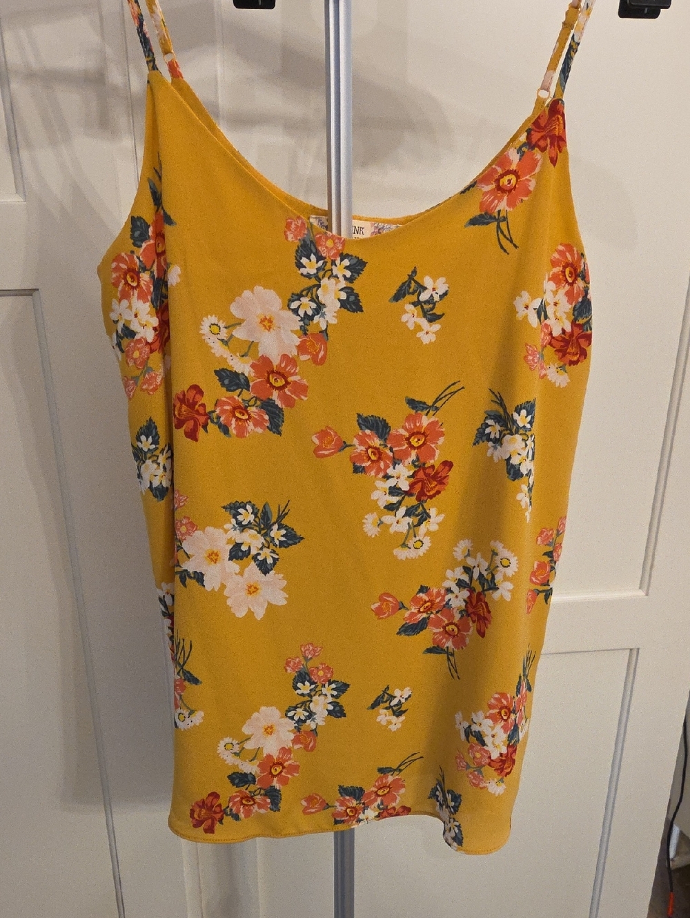 Pink Republic Mustard Yellow Floral Cami Top Size Small with Adjustable Straps